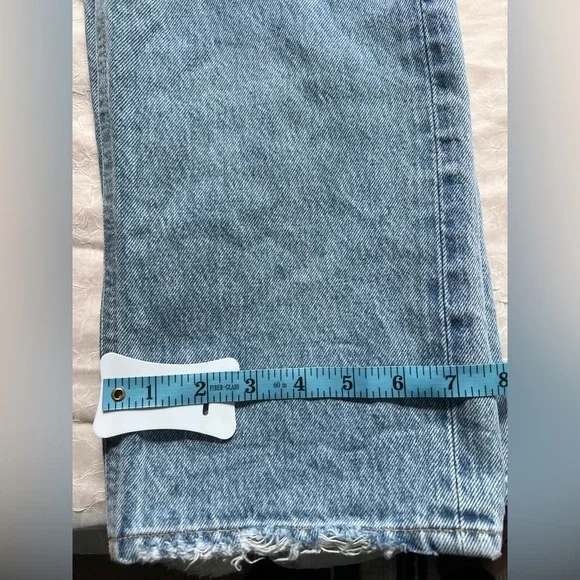 Agolde Blue Flare Wide Leg Jeans with Distressed Detailing - Picture 4 of 9